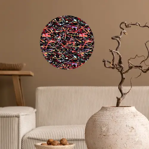 Spat - Abstract - Waterverf - Zacht Wandcirkel behangsticker klein 186 -sfeer1