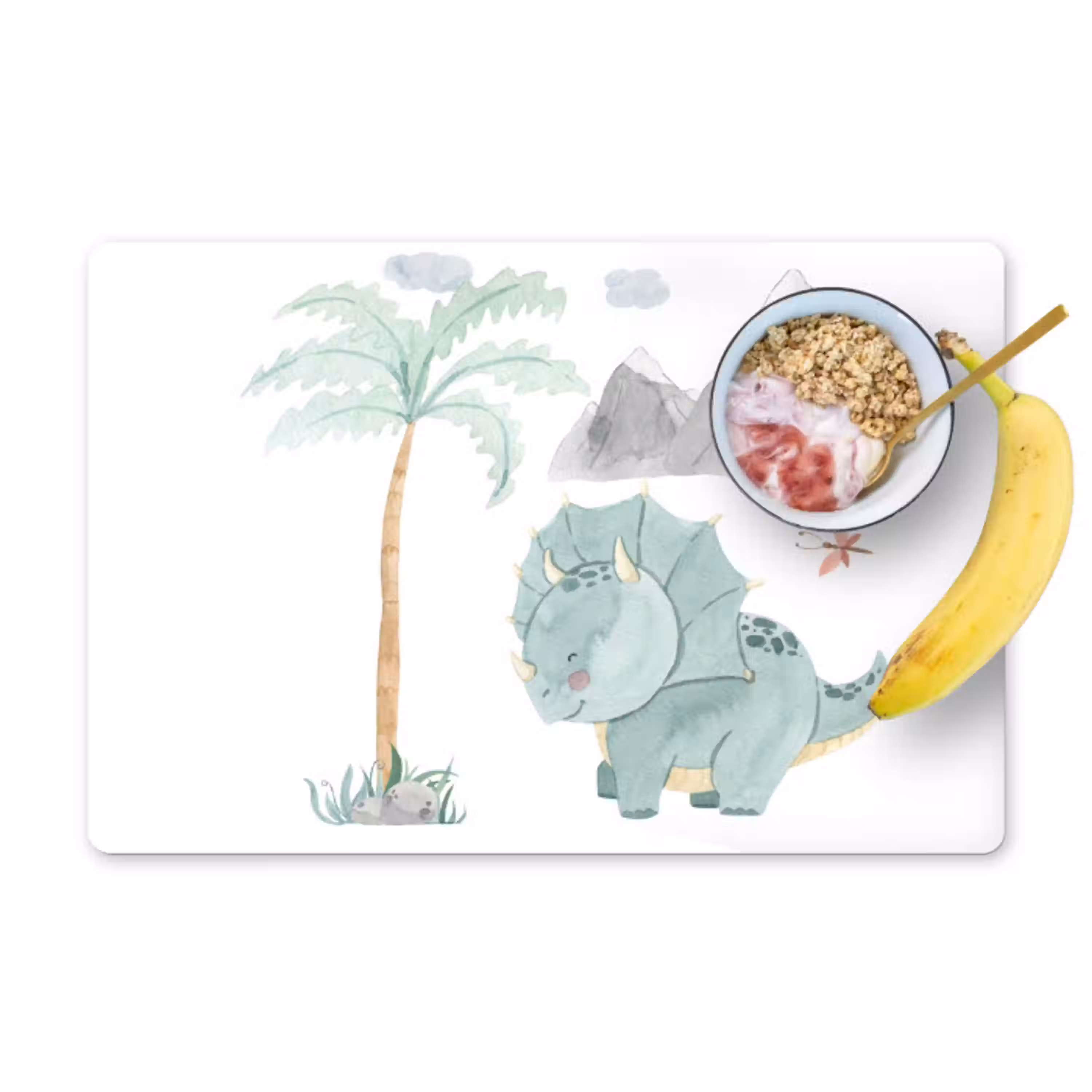 Kinderkamer - Dinosaurus - Berg - Jongens - Meisjes - Kind Placemat vinyl groot -zzzproduct_Kitchenyeah-website