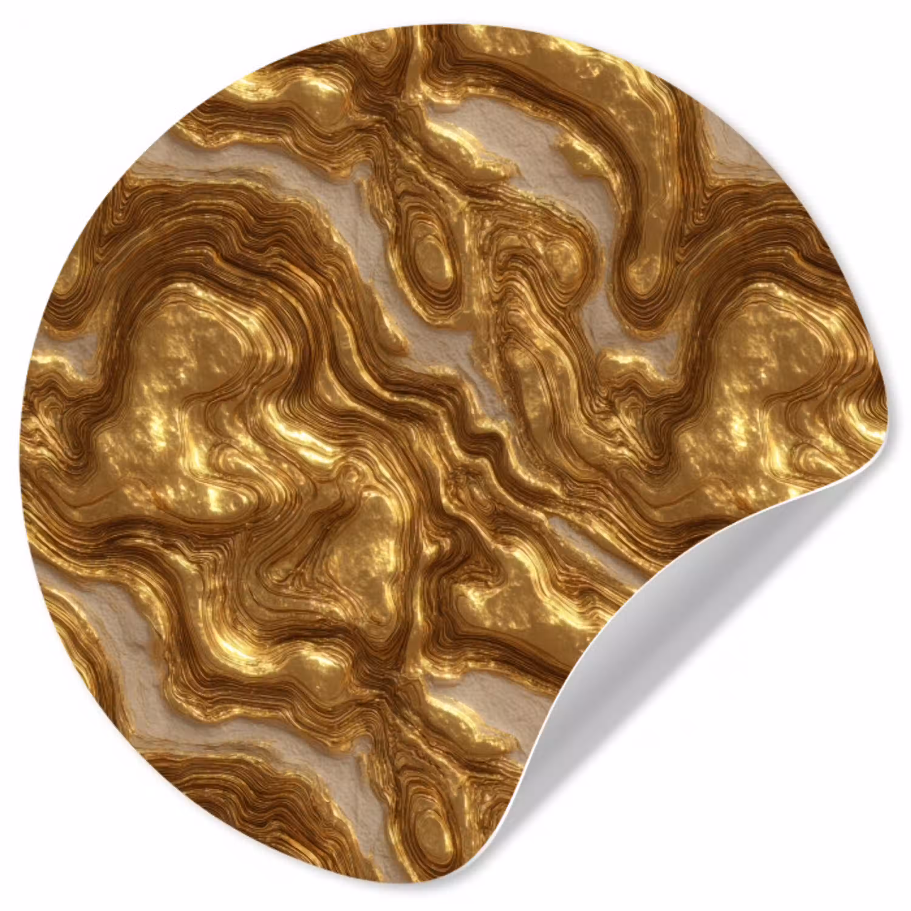 Golven - Organisch - Goud - Crème Wandcirkel behangsticker klein 186 -3d