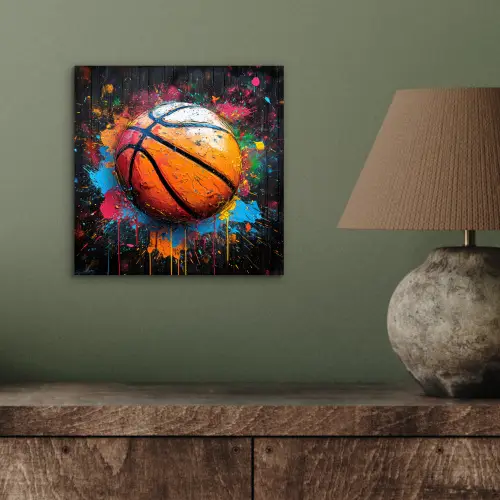 Graffiti - Basketbal - Verf - Sport aluminium wit klein -sfeer2