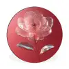 Sierlijk - Bloem - Roze - Glazen Wandcirkel aluminium klein -3d