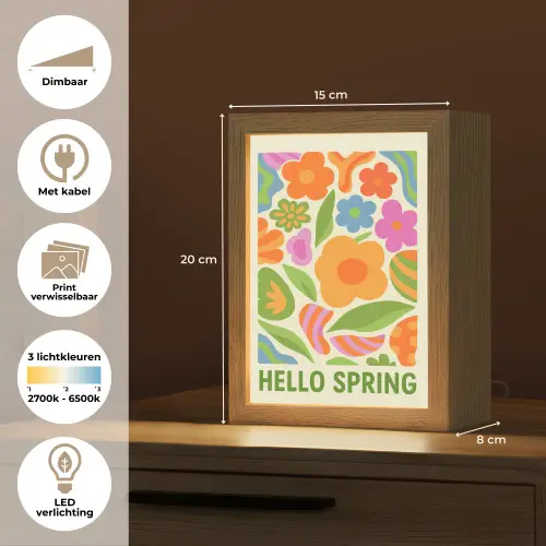Illustratie - Bloemen - Quote - Kleurrijk Light Box met kabel (Wandlamp) klein -USP_websiteoverzichtNL