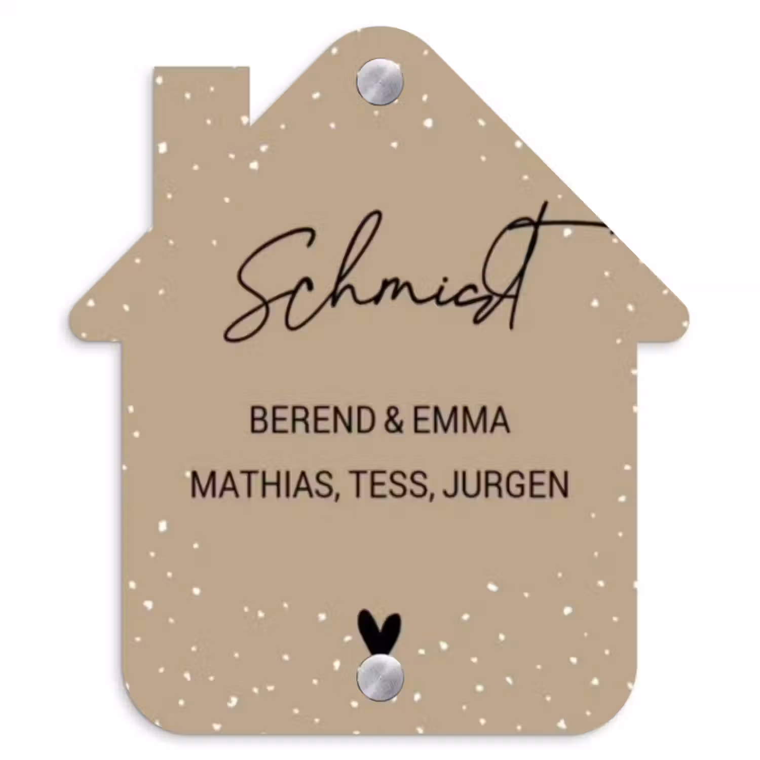 Namensschild Haustür Häuschen - Beige mit Polka Dots - Zierlich