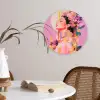 Vrouw - Bloemen - Paars - Abstract Wandcirkel kunststof plaat 5mm dik klein -sfeer4