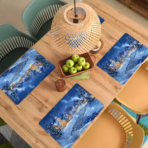 Winteravond - Kerstdorp - Donker Placemat vinyl groot -zzsfeer5_Kitchenyeah-website