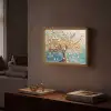 Boom - Blauw - Goud - Abstract - Modern Light Box met batterij (Wandlamp) middel -sfeer1