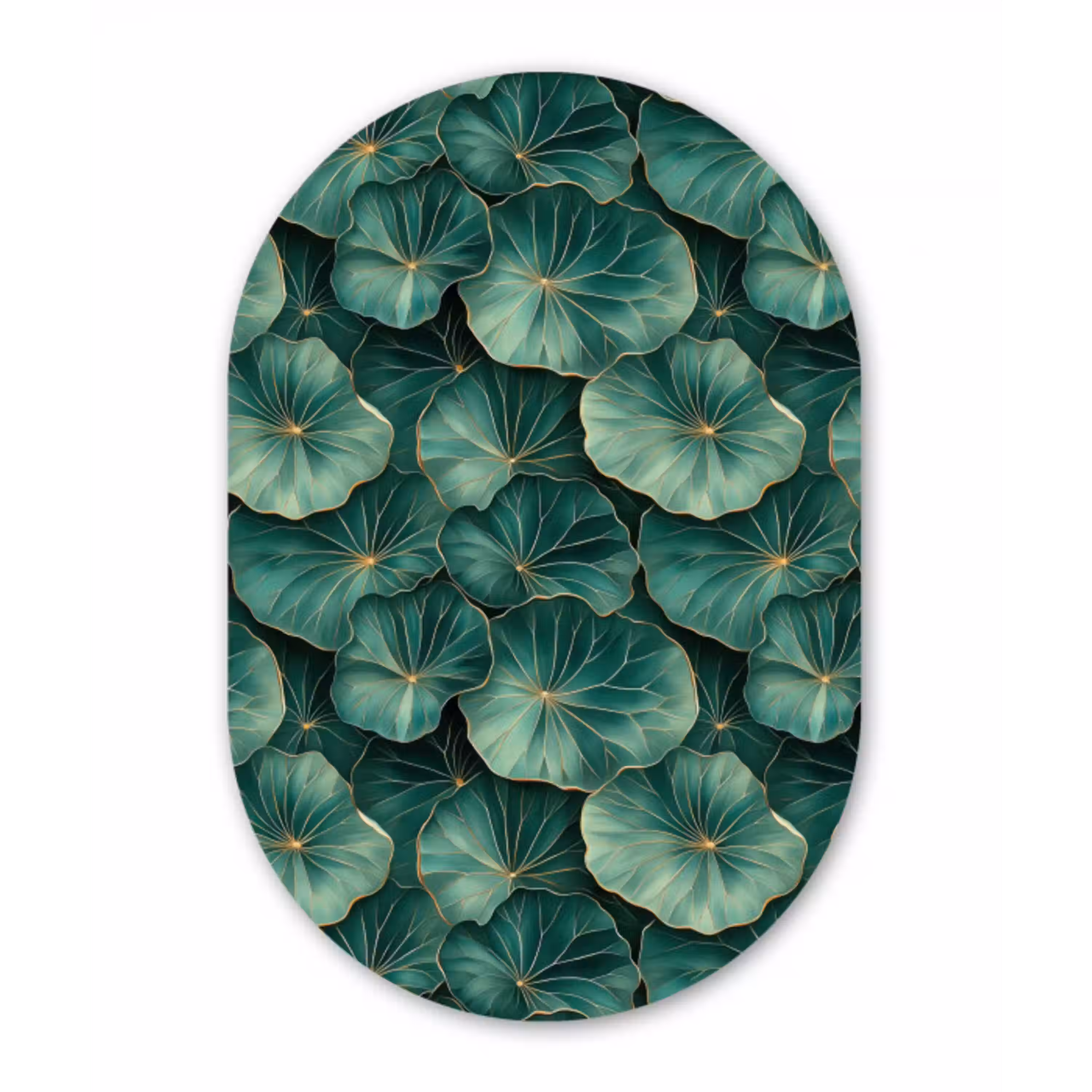 Patroon - Bladeren - Groen Wandcirkel Ovaal Aluminium middel 839 -3d