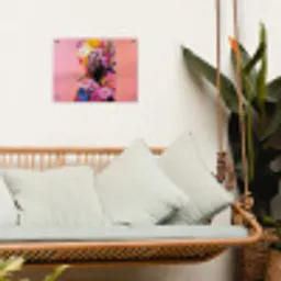 Kleurrijk - Bloemen - Vrouw - Zon tuinposter los doek klein -sfeer7