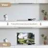 Zandpad - Groen landschap - Water keuken achterwand spatscherm klein -voor_na_NL