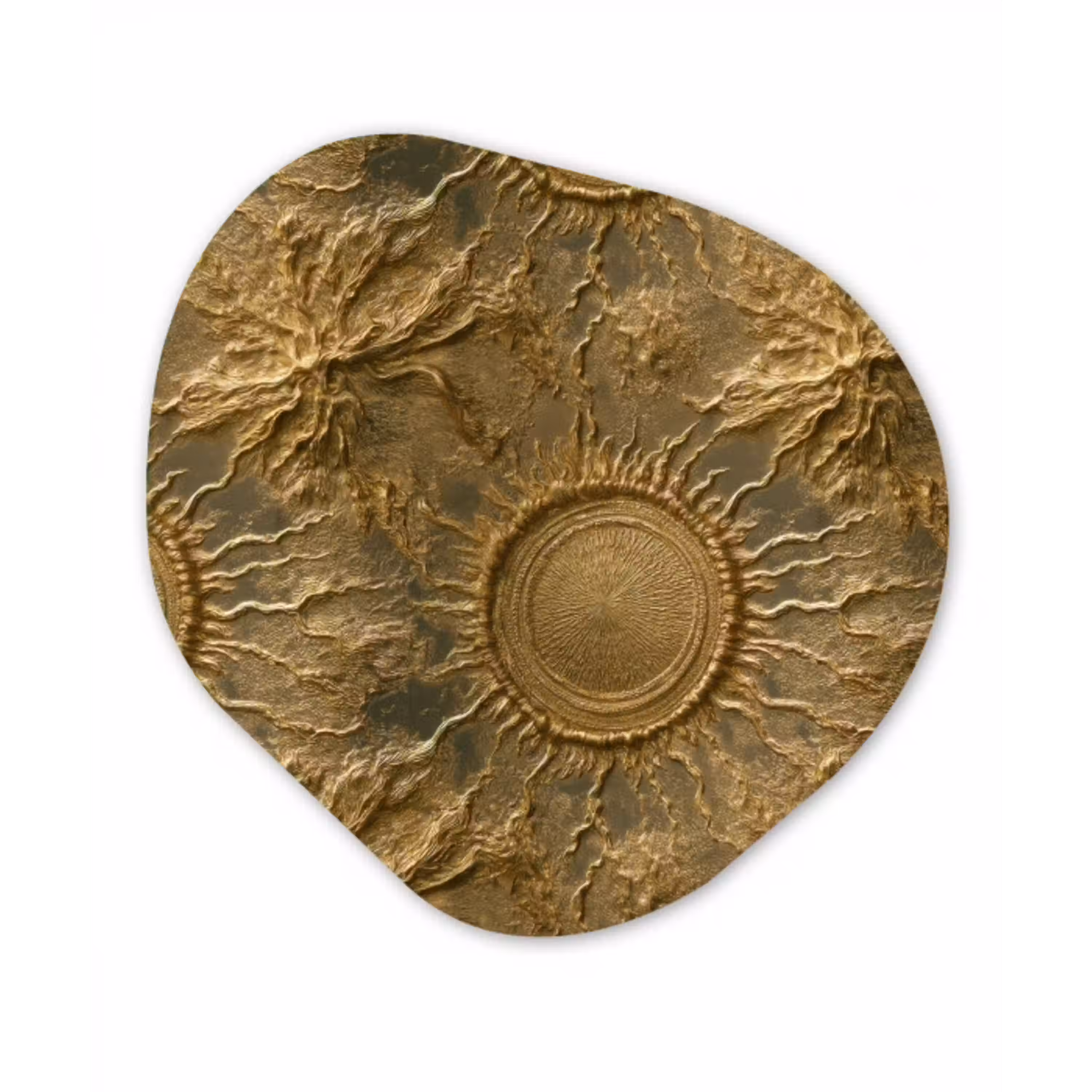 Zon - Reliëf - Antiek - Goud Wandcirkel Organisch Forex 3mm klein 629 -3d