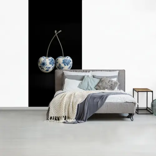 Kersen - Delfts blauw - Fruit fotobehang vinyl groot -slaapkamer