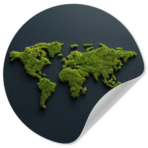 Wereldkaart - Mos -Levendig effect Wandcirkel behangsticker klein -3d