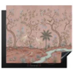 Nostalgisch - Reigers - Roze Inductie beschermer vinyl 3mm middel -3d