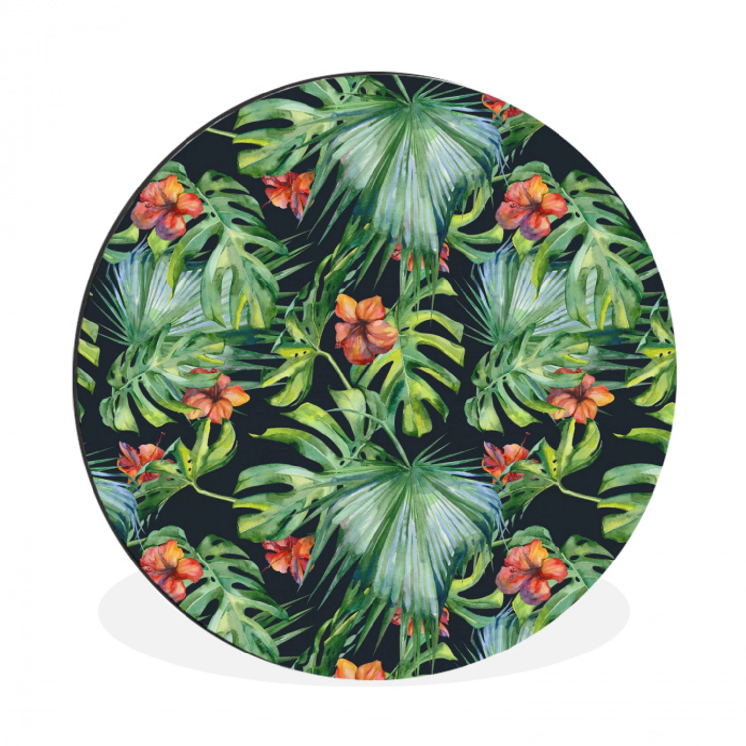 Monstera - Jungle - Bladeren Wandcirkel aluminium klein -3d