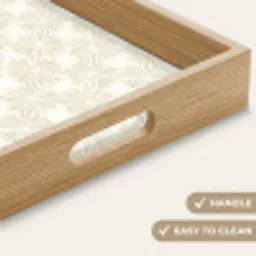 Abstract - Motief - Beige Dienblad Rechthoek middel 911 -USP_HandgreepEN