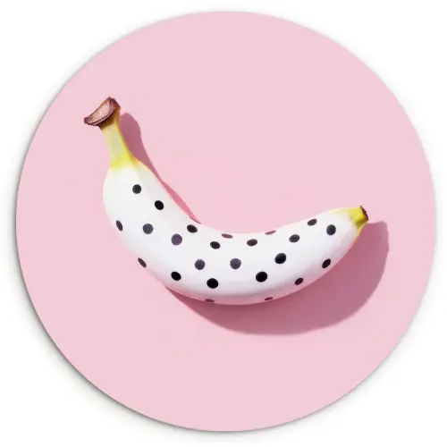 Banaan - Stippen - roze Wandcirkel kunststof plaat 5mm dik klein -3d