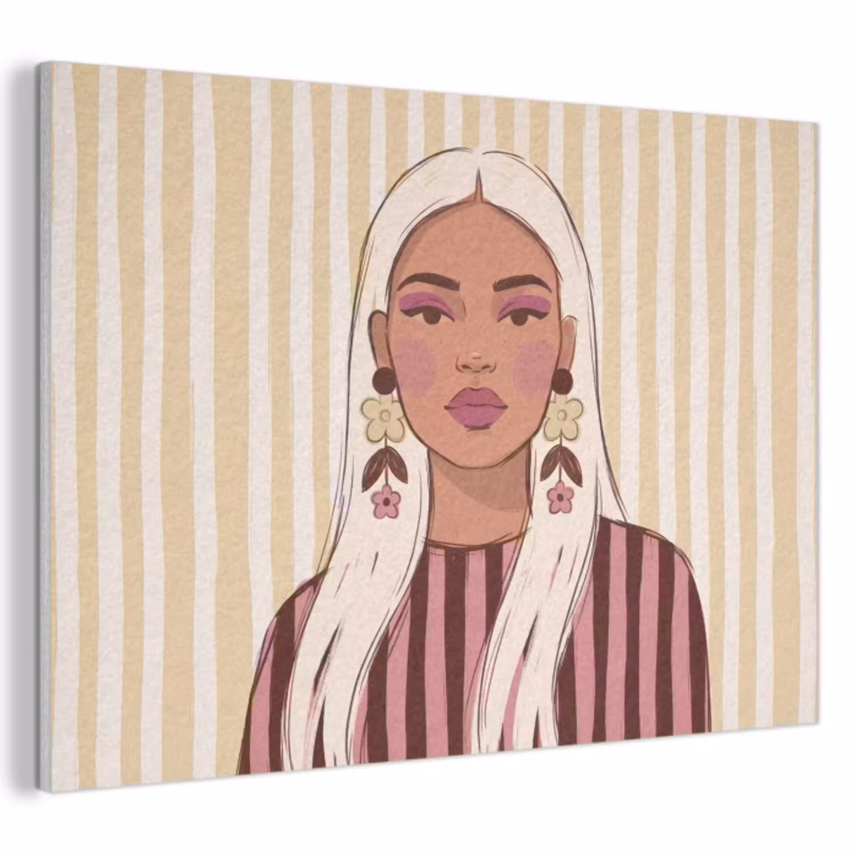 Vrouw - Portret - Illustratie - Modern - Roze PET vilt klein -3d