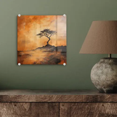 Boom - Landschap - Oranje plexiglas 5mm klein -sfeer3