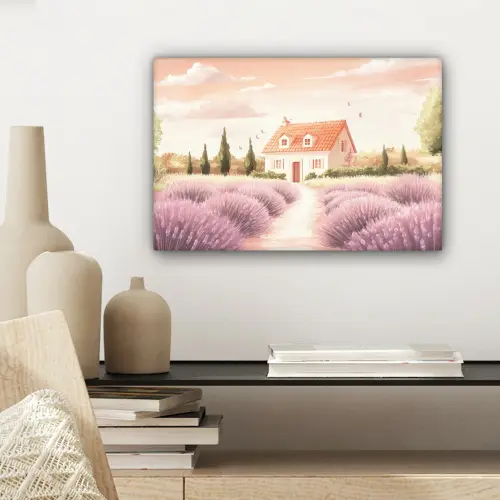Lavendelveld - Huis - Paars canvas 2cm klein -sfeer6