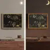 Bloemen - Zwart - Goud - Line art Light Box met batterij (Wandlamp) middel -sfeer3