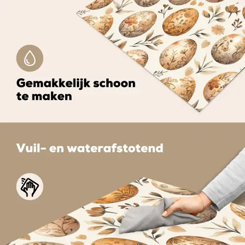 Paaseieren - Bruin - Bloemen Inductie beschemer met haakjes klein -ky-schoon-nl