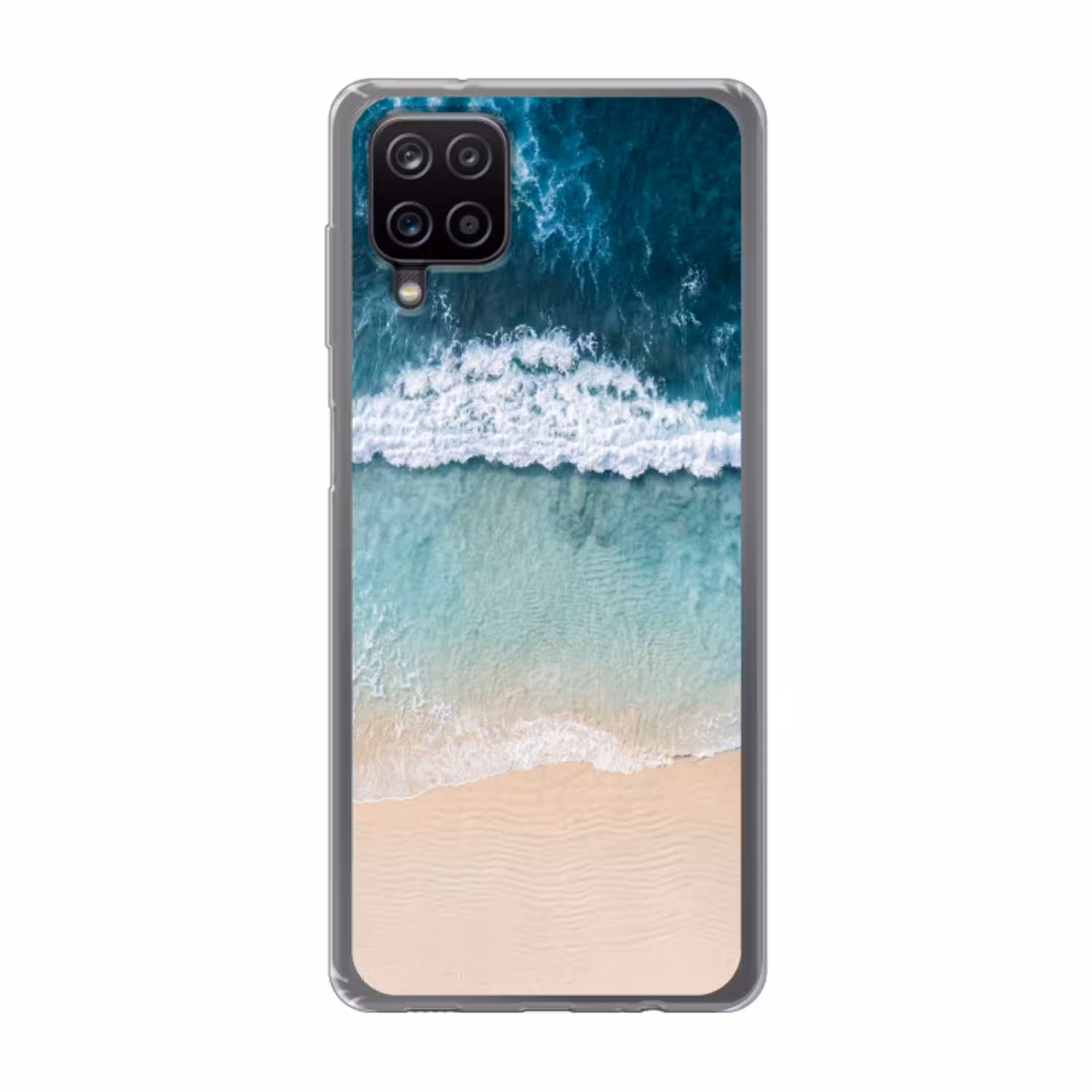 Strand - Zee - Golven - Natuur - Blauw Telefoonhoesje Samsung Galaxy A12 klein -3d