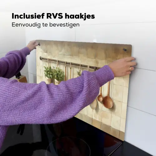 Hout - Keukengerei - Stilleven - Tegels Inductie beschemer met haakjes klein -ky-ophangen-nl