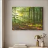 Zon - Bos - Bomen - Natuur - Herfst Textielframe zwart klein -sfeer2