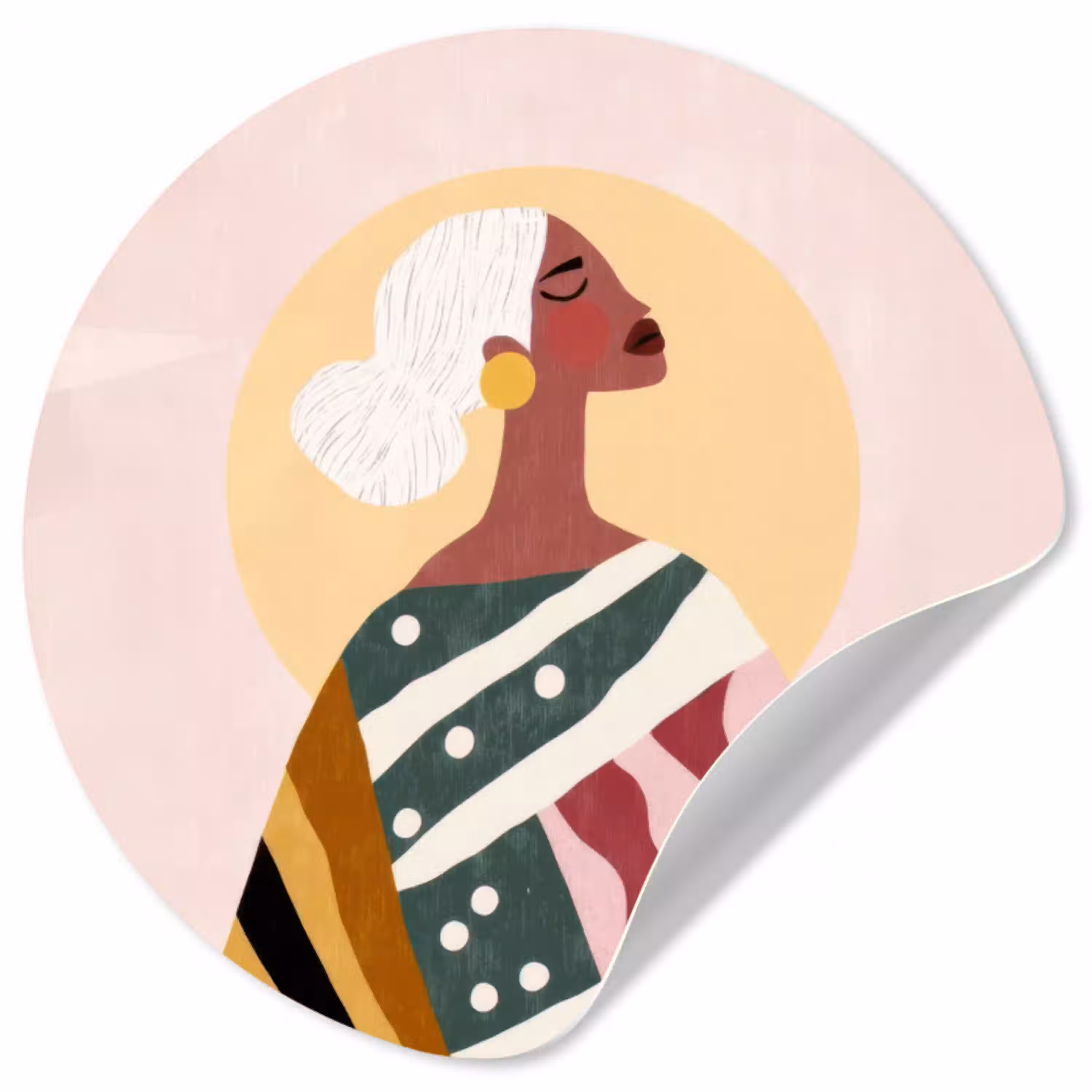 Vrouw - Zon - Kleurrijk Wandcirkel behangsticker klein -3d