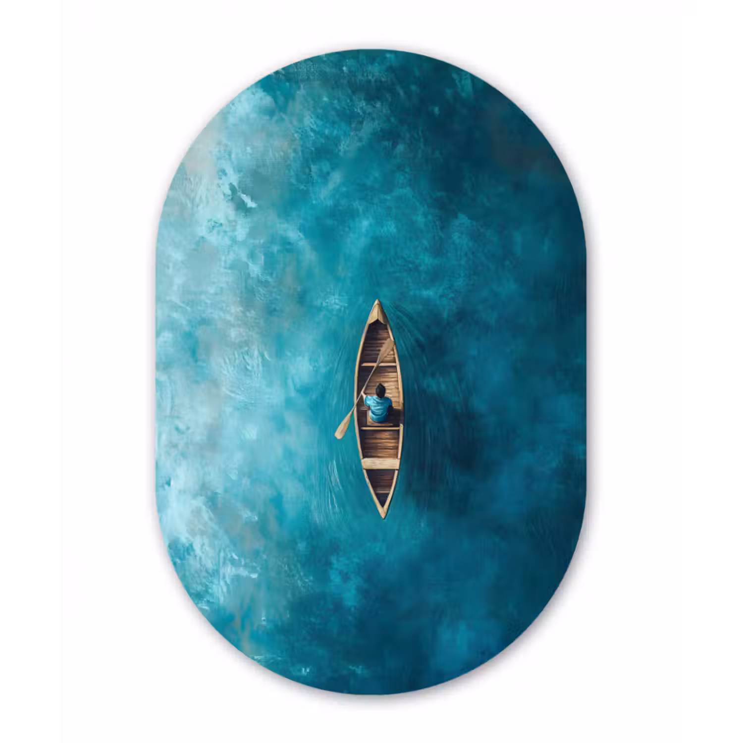 Glasbild Oval - Boot - Wasser - Blau