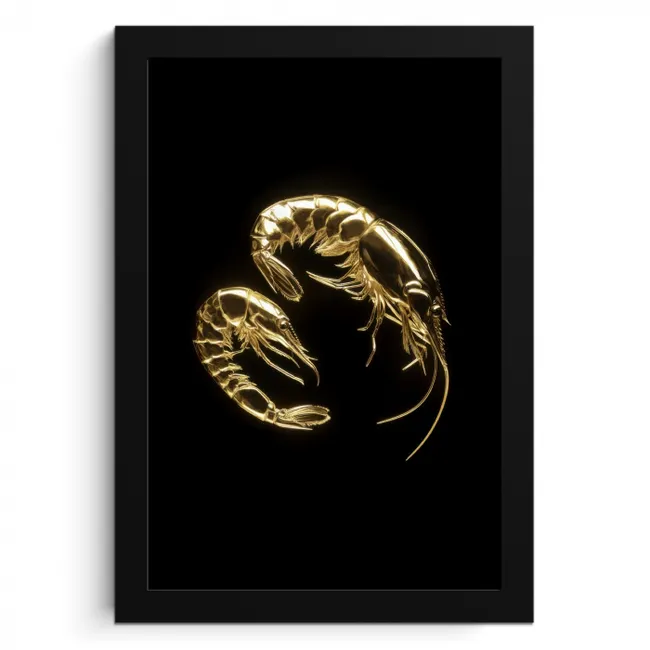 Garnalen - Zwart - Goud - Dieren KitchenYeah - Keuken - Fotolijst klein -3d