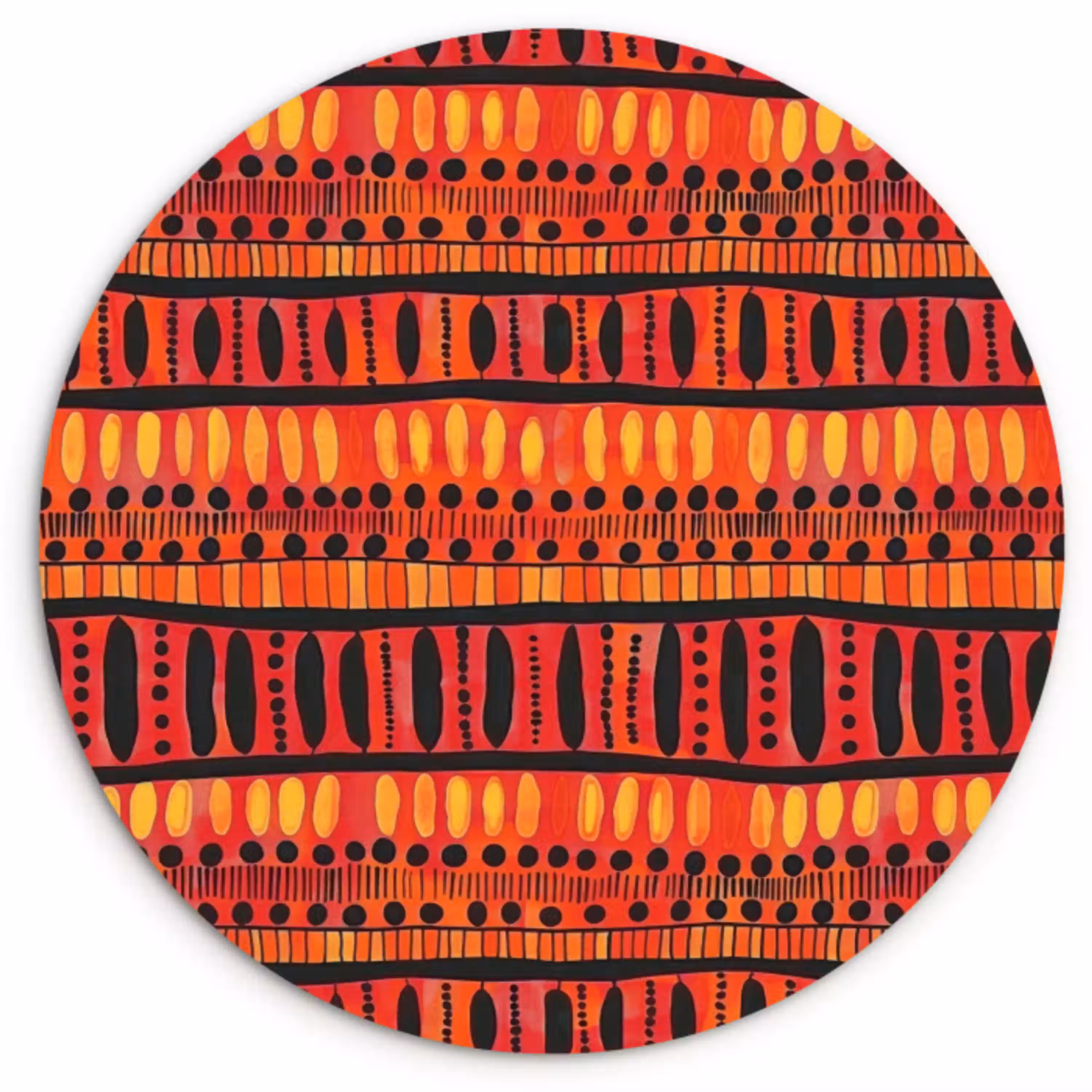 Rood - Oranje - Etnisch - Expressief - Patroon Wandcirkel kunststof plaat 5mm dik klein 188 -3d