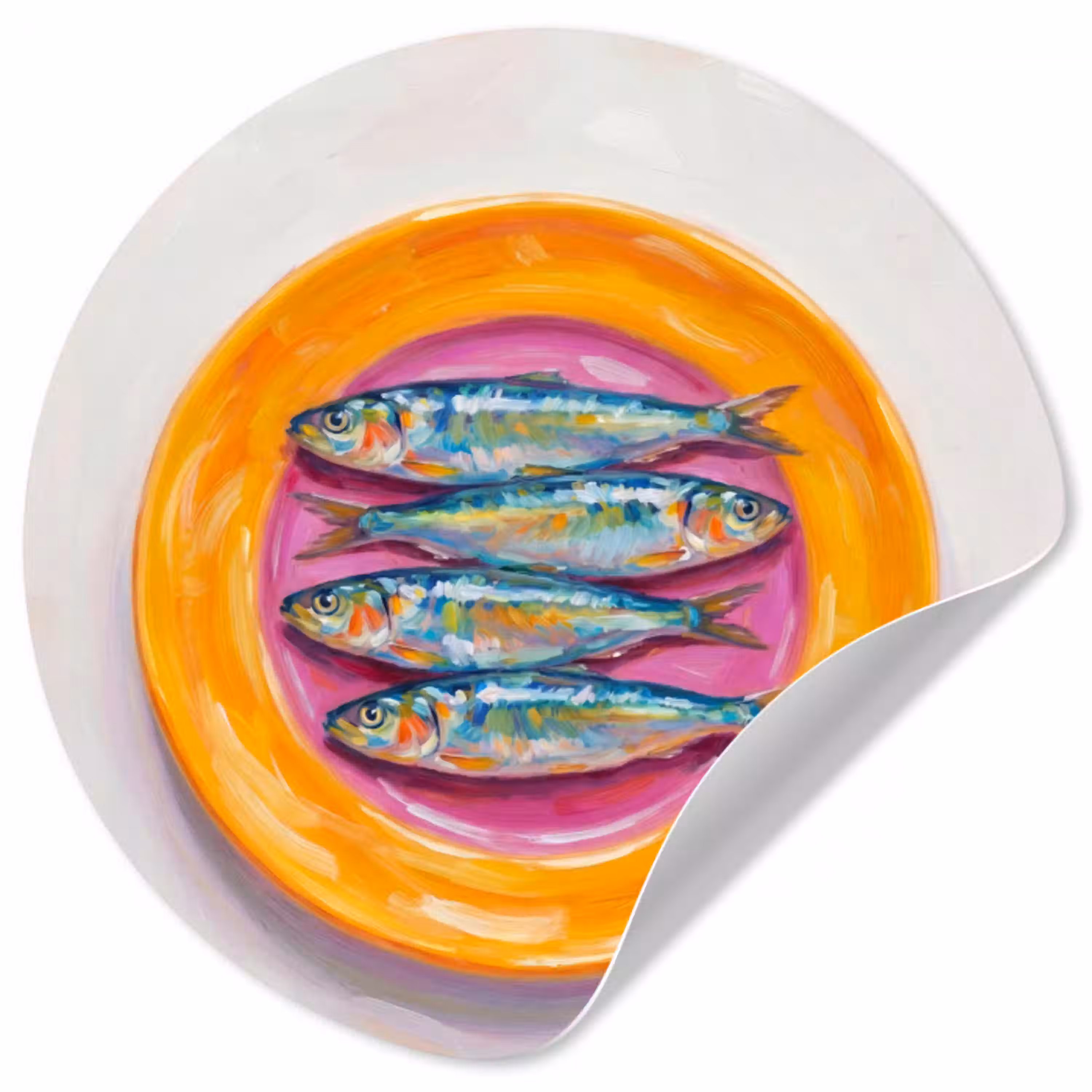 Vis - Vier - Eten - Modern - Kleurrijk Wandcirkel behangsticker klein -3d