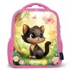 Kat - Vlinder - Bloemen Kinderrugzak - Roze middel -3d
