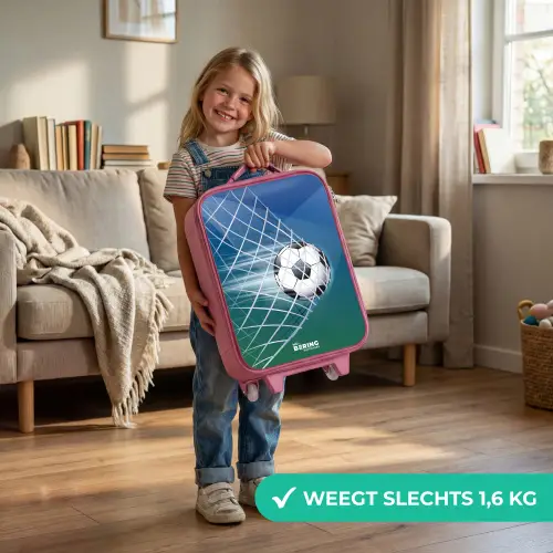 Bal in het goal Kinderkoffer - Roze klein -sfeer2_NL