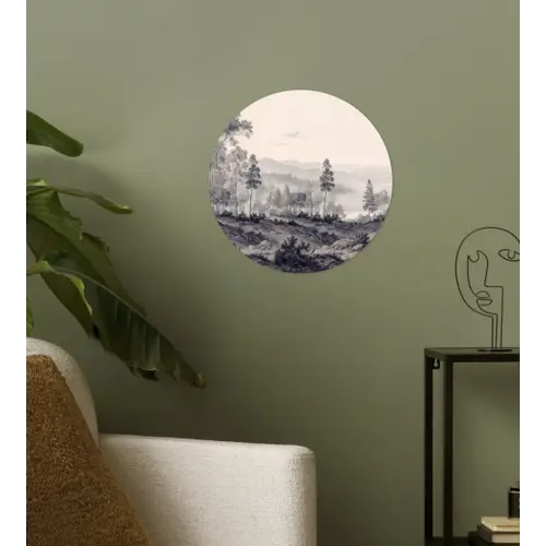 Mistig - Berglandschap - Illustratie Wandcirkel behangsticker klein -sfeer2
