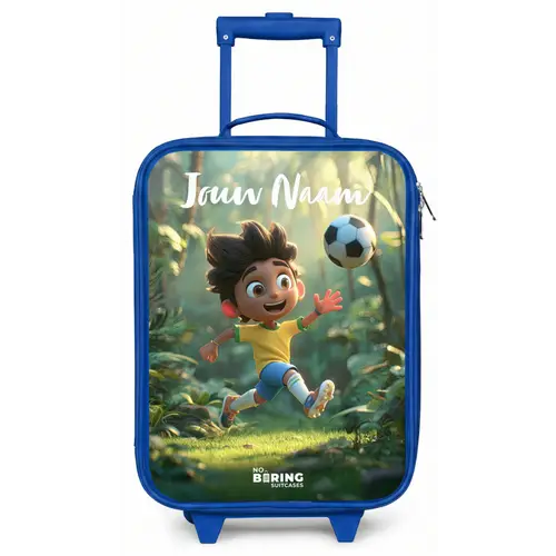 Jongen - Voetbal - Bos - Bomen Kinderkoffer - Blauw klein -zz3dotto