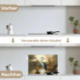 Reiger - Water - Planten keuken achterwand spatscherm klein -voor_na_DE
