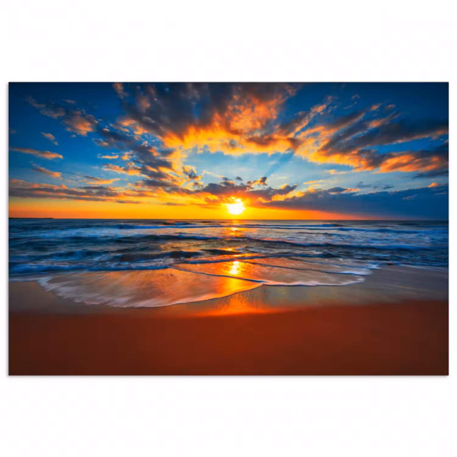 Poster - Meer - Sonnenuntergang - Strand - Wolken - Orange