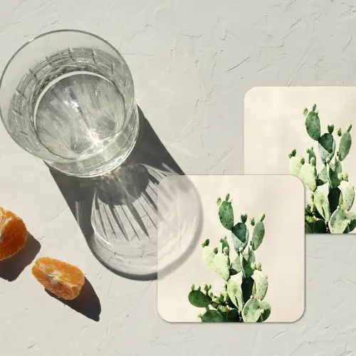 Cactus - Groen - Minimalistisch onderzetter kurk middel -sfeer4