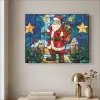 Kerstman - Glas - Kleurrijk Textielframe zwart klein -sfeer2