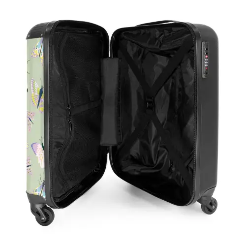 Summer memories - Vlinders en motten op saliegroene achtergrond NBS - Handbagage koffer - Kinderen Unisex middel -binnenkant
