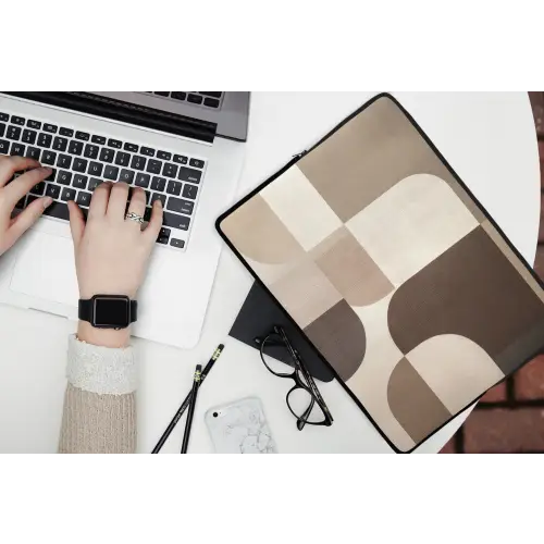 Geometrisch - Geweven structuur - Modern laptophoes neopreen klein -bureau