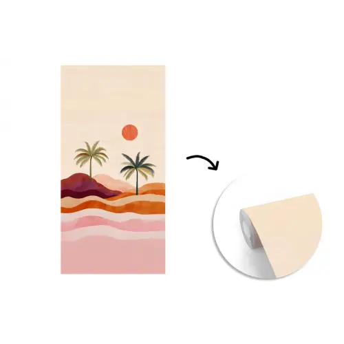 Palmbomen - Abstract - Zon - Heuvels fotobehang vinyl groot -3d