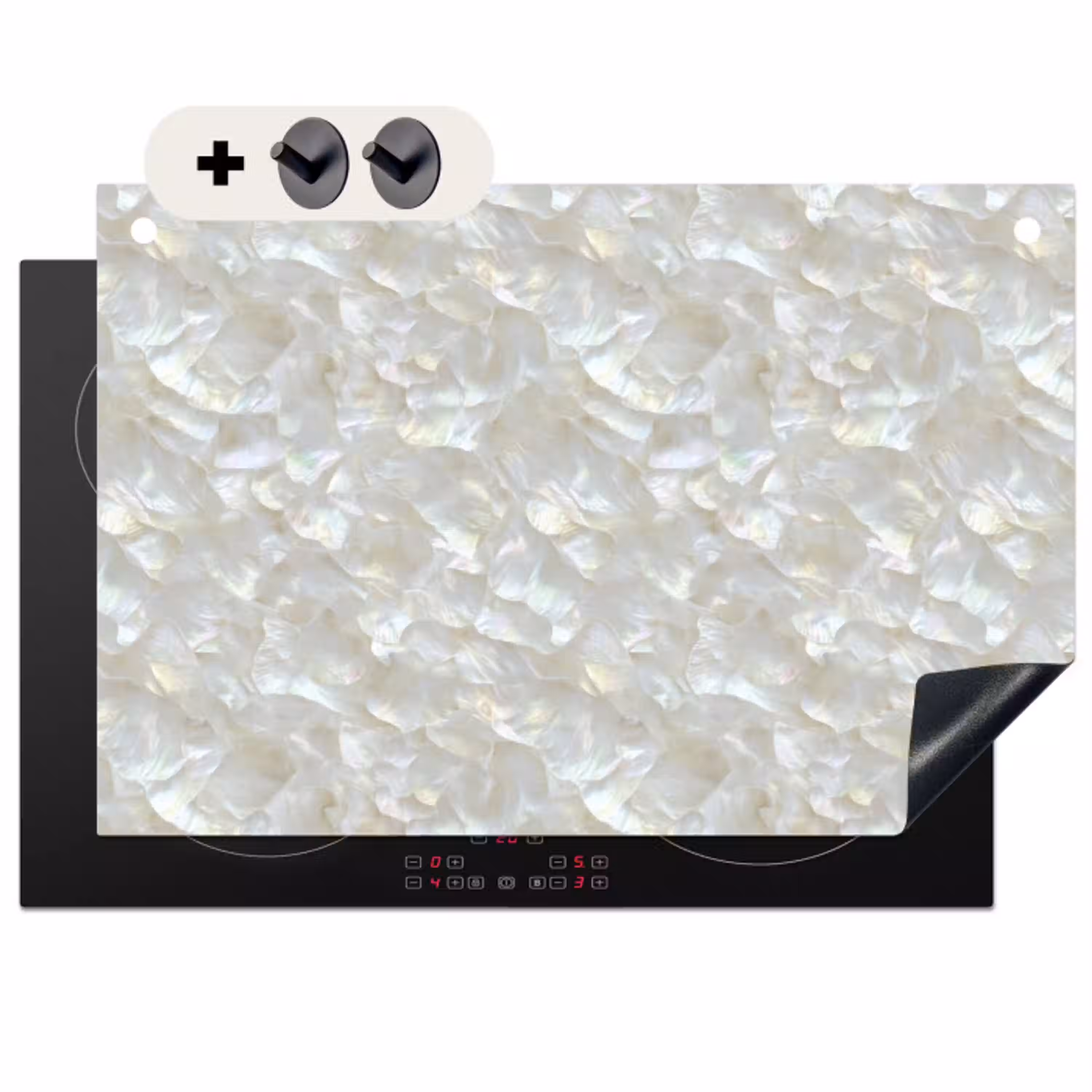 Parelmoerglans - Wit - Schelp Inductie beschemer met haakjes klein 777 -3d