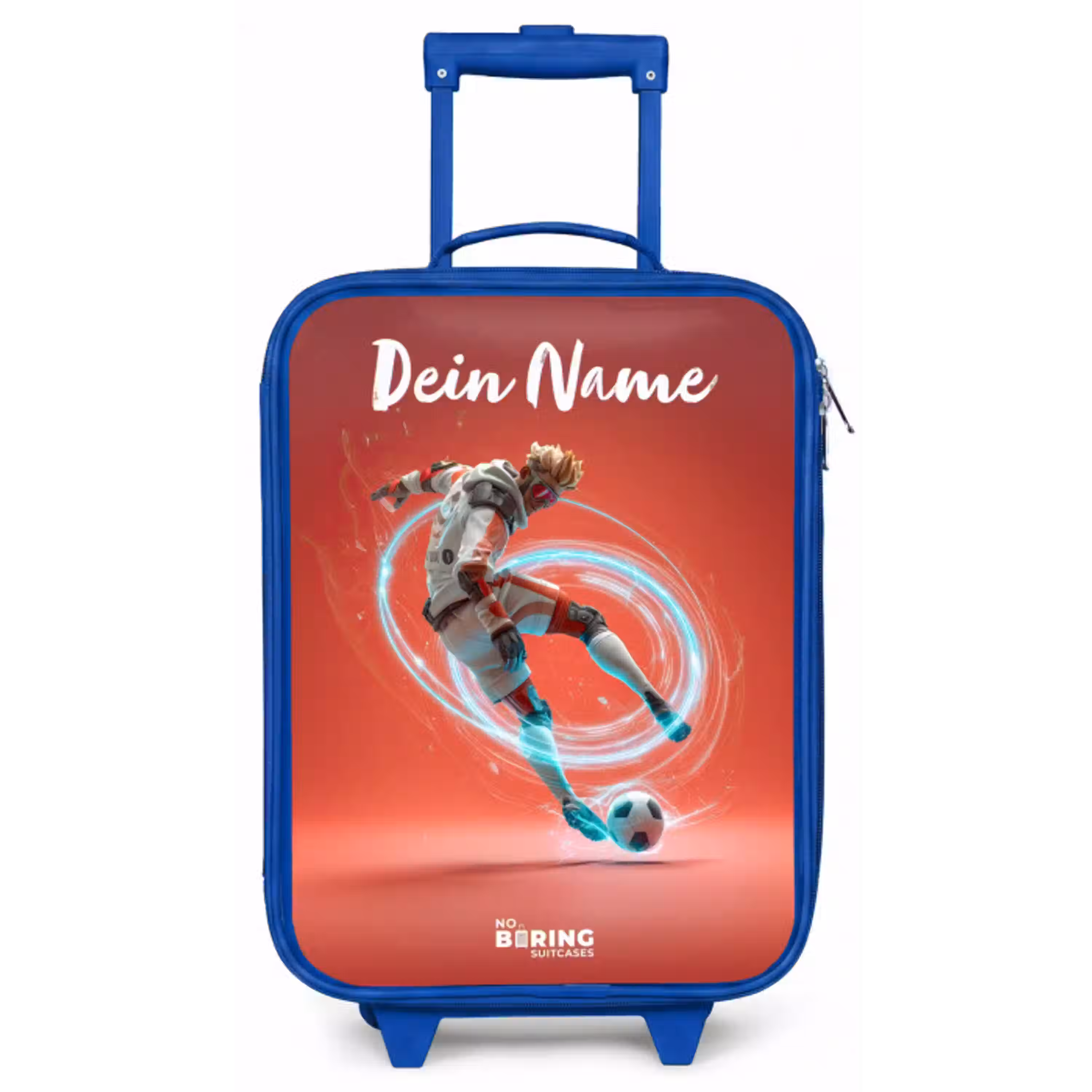 Voetballer - Bal - Lichtcirkel - Rood Kinderkoffer - Blauw klein -zz3dotto
