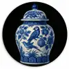 Pot - Delfts Blauw - Bloemen Wandcirkel kunststof plaat 5mm dik klein -3d