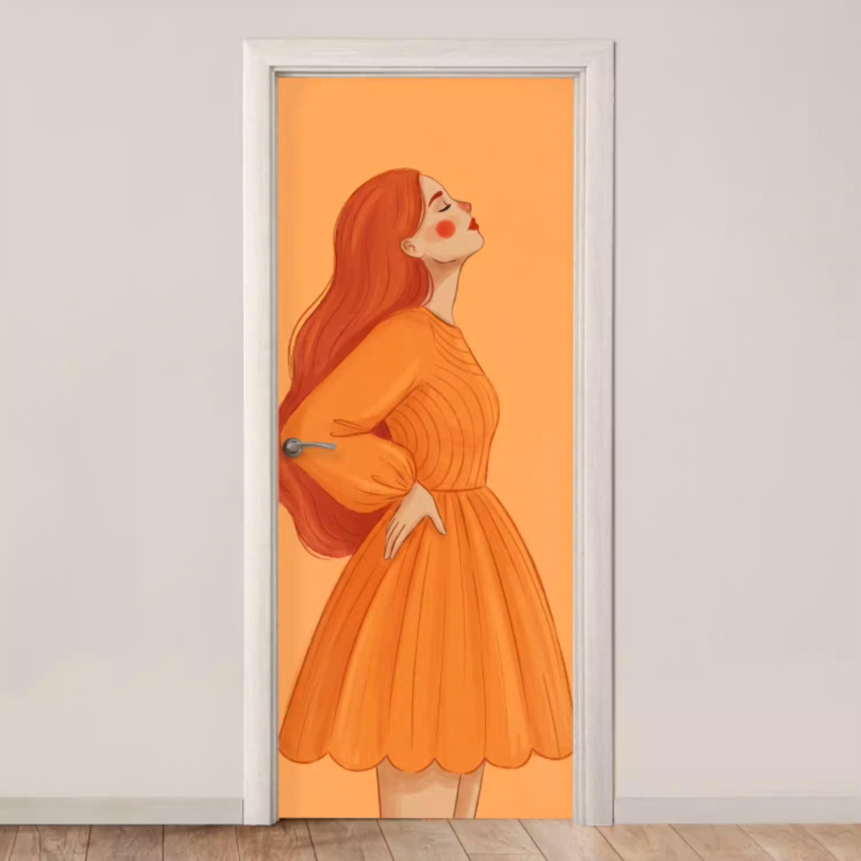 Vrouw - Profiel - Mensen - Modern - Oranje deurposter klein -3d_beige