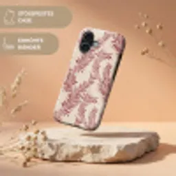 Bladeren - Linnen - Rood Toughcase MagSafe Apple iPhone 17 klein 1017 -USP_RandenV_DE