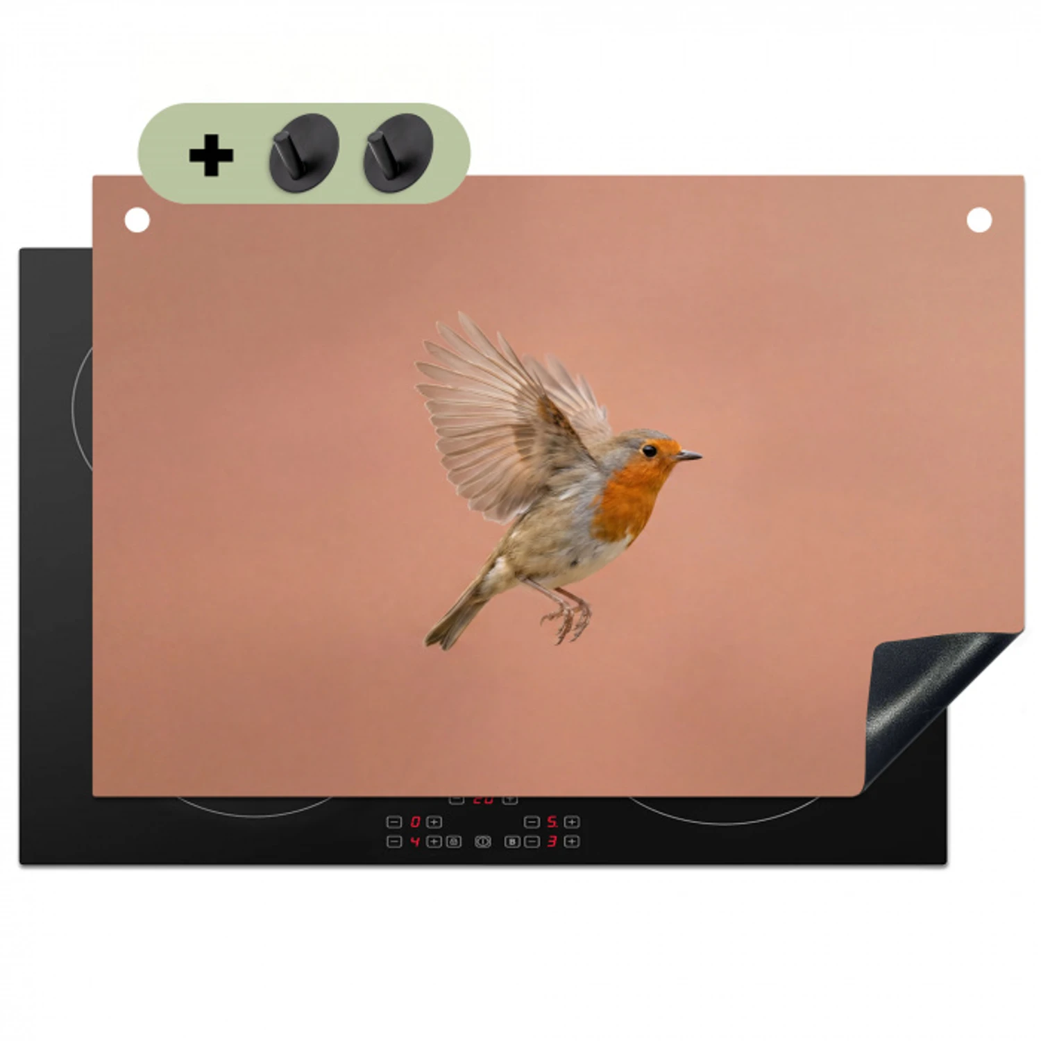 Roodborst - Natuur - Roze Inductie beschemer met haakjes klein -3d